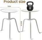 Plant Stand Indoor Outdoor, 11'' Round Black Mid Century Single Plant Table, 3-Leg Small Metal Plant Holders Flower Pot Stand, Modern Round Small Side End Table with Raised Design (White)