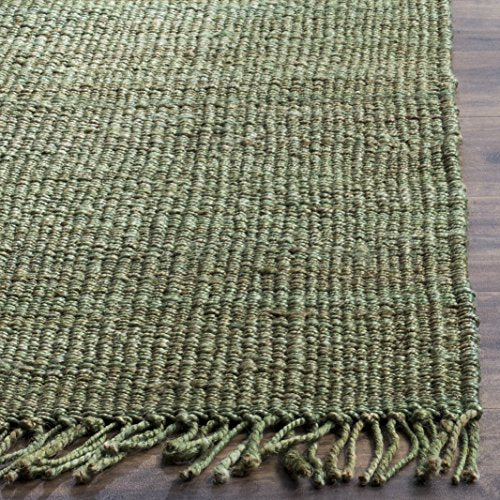SAFAVIEH Natural Fiber Collection Accent Rug - 2' x 3', Green, Handmade Boho Fringe Woven Jute, Ideal for High Traffic Areas in Entryway, Living Room, Bedroom (NF368G) - color: Green, size: 2' x 3' (Rectangular)