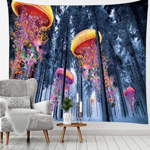 Jellyfish Tapestry Ocean Wall Art Soft Fabric Abstract Boho Tapestry for Living Room Bedroom Dorm Room Wall Hanging - color: Jellyfish, size: 79"L x 59"W