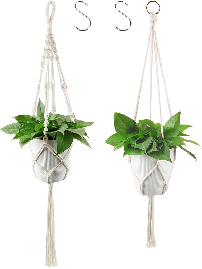 Hanging Planter for Indoor Plants,Macrame Plant Hanger,Plant Hanger,Hanging Plant Holder,Plant Hangers,Plant Holder,Plant Hangers Indoor (2 Ivory)