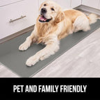 GORILLA GRIP 2 Pack Comfortable Cushioned Kitchen Mats for Floor, 17x29 + 17x59, Waterproof and Stain Resistant, 1/2 Inch Thick Soft Ergonomic Standing Desk Anti Fatigue Mat, Foam Supports Feet, Grey