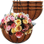 Hanging Planters Basket Outdoor Indoor(14 inch 4 Pack)-Coconut Coir Hanging Baskets for Plants Outdoor,Metal Wire Baskets with Coco Liner Window Box Planters, Hanging Flower Pots for Railings - size: 14 inch