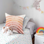 QIYUHOY Orange Kids Rainbow Classroom Throw Pillow Covers, Reading Nook Calming Corner Playroom Decor Pillow Case, Orange Play Room Throw Pillow Cover Decor for Girls Boys Room, 18x18 Inch