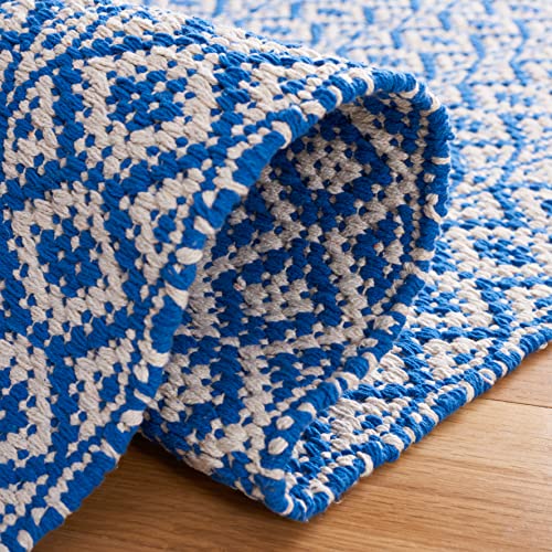 SAFAVIEH Montauk Collection Accent Rug - 2'3" x 3'9", Ivory & Blue, Handmade Geometric Cotton, Ideal for High Traffic Areas in Entryway, Living Room, Bedroom (MTK716C) - color: Ivory/Blue, size: 2'3" x 3'9" (Rectangular)