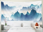 EMMTEEY Foggy Mountain Wall Tapestry - Mountains in Fog Landscape Art for Living Room - 92.5x70.9 Inches - Present for Families