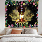 Ine Ive African Chakra Tapestry African American Woman Zen Meditation Poster Starry Sky Flower Garden Inspirational Afro Yoga Wall Art Tapestry for Bedroom Dorm Decor (60x51 inch) - size: 60"L x 51"W