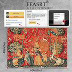 FEASRT Medieval Maiden Tapestry, 60x40 Inches Soft Flannelette, Lady and Unicorn for Living Room Bedroom Dorm