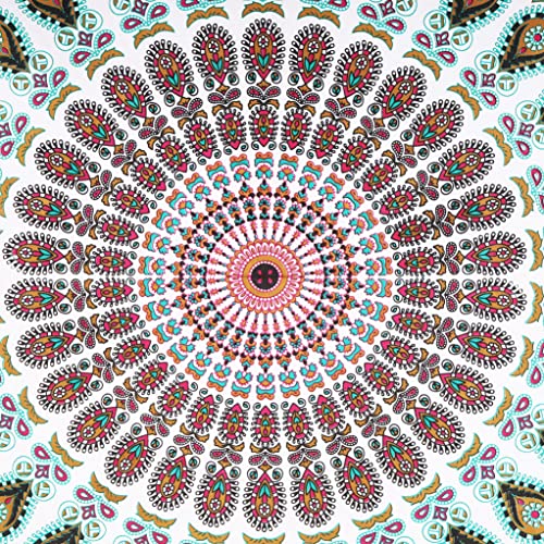 Bless International Handmade Indian hippie Bohemian Psychedelic Peacock Mandala Wall hanging College Dorm Beach Throws Table Cloth Bedding Tapestry (Floral Gold, Queen(84x90Inches)(215x230Cms)) - color: Floral Gold, size: 90"L x 84"W