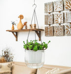Melphoe Self Watering Hanging Planters for Indoor Plants, 1 Pack 8.3 Inch Outdoor Hanging Plant Pot Basket, 2 Kinds of Hangers Macrame 35.5’’ & Metal Chain 19.6’’ for Garden Home Decor