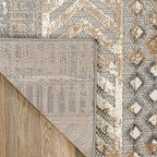 Rugshop Distressed Geometric Indoor/Outdoor Beige Area Rug Modern Tribal Stripe, Durable Stain Resistant Perfect for Patio, Backyard, Deck and Outdoor Lounge 10' x 14' - size: 10' x 14' (Rectangular)