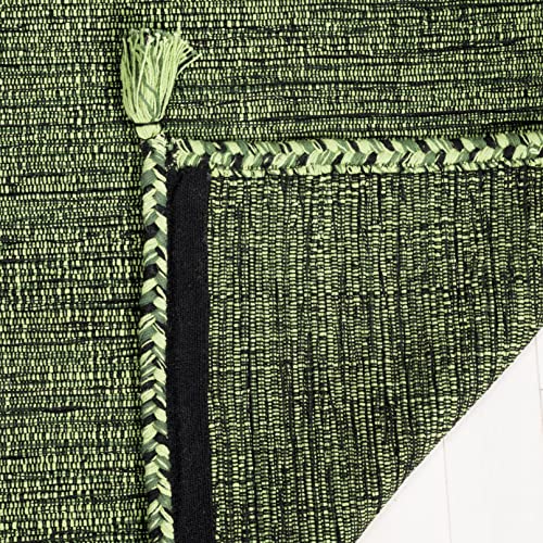 SAFAVIEH Montauk Collection Accent Rug - 2' x 3', Green & Black, Handmade Flat Weave Cotton Corner Tassel, Ideal for High Traffic Areas in Entryway, Living Room, Bedroom (MTK150Y) - color: Green/Black, size: 2' x 3' (Rectangular)