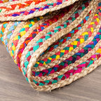 Savi Home Oval Jute Cotton Chindi Rug 3'x5' – Multicolor Braided Area Rug for Living Room, Kitchen, Entryway, Farmhouse & Bathroom – Handwoven Recycled Cotton Floor Mat