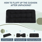 downluxe Outdoor Bench Cushion for Patio Furniture, Water Resistant Tufted Overstuffed Porch Swing Cushions, Thick Outdoor Loveseat Cushions, 48" X 18" X 5", Black, Set of 1
