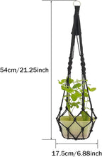 Boho Black Macrame Plant Hangers Set of 2 - Hanging Planter with Patterns, Handmade Cotton Rope Hanging Baskets for Indoor Outdoor Plants, Bohemian Home Wall Decor Art