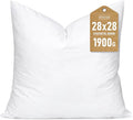 Artscope Synthetic Down Pillow Insert, 28x28 Down Alternative Throw Pillow Insert. Ultra Soft Fluffy Sleeping Pillow with 100% Cotton Cover, Decorative Pillows-White.