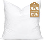 Artscope Synthetic Down Pillow Insert, 28x28 Down Alternative Throw Pillow Insert. Ultra Soft Fluffy Sleeping Pillow with 100% Cotton Cover, Decorative Pillows-White.