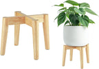 Wood 7.5" x 9.8" Plant Stand Indoor Outdoor, Wooden Single Floor Plant Pot Holder, Natural Plant Stand, Assembly Required (Excluding Potted Plants)