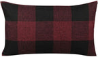 VAKADO 12x20 Inch Pack of 2 Farmhouse Retro Check Plaids Lumbar Throw Pillow Covers Decorative Rectangle Christmas Cushion Cases for Sofa Couch Car, Red and Black