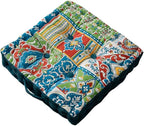 LINGXIYA Floor Pillow,Bohemian Cushion,Tatami Floor Cushion Mat,Tufted Pillow Seat Chair Pad for Yoga Meditation Living Room Balcony,15.7"x15.7"x3.5",Green