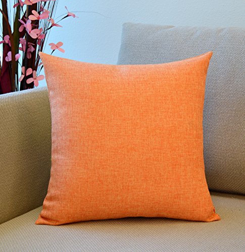 Aiking Home Imitation Burlap Throw Pillow Cover 18x18 Inch Vintage Faux Linen Rustic Natural Look, 1 Piece Elegance Farmhouse Style Accents Pillow Case for Indoor Use, Orange - color: Orange, size: 18" x 18" (Pack of 1)
