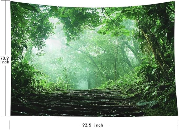 EMMTEEY Forest Tapestry Spring Green Forest Road 92.5X70.9 Inch Extra Large Tapestry Wall Art Hanging Tapetries for Bedroom Living Room Dorm Décor