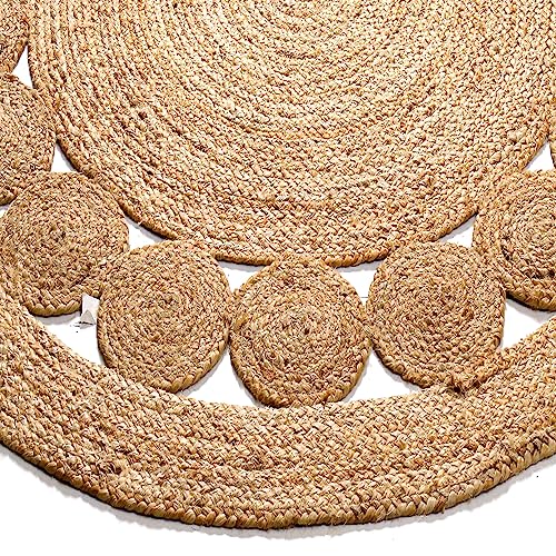 Savi Home Hand Woven Jute Braided Dot Rug, 3' Round - Natural, Reversible Area Rugs for Living Room, Farmhouse, Kitchen, Handcrafted 3 Feet Round Area Rugs - Natural - color: Natural, size: 3" (Round)