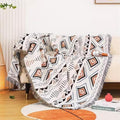 Lqprom Boho Throw Blankets Knit Bed Blankets with Tassel Aztec Western Throws Cover Farmhouse Decor for All Season Sofa Couch Chair Outdoor Camping Picnic Tent Beach Car Traveling 71"x91"