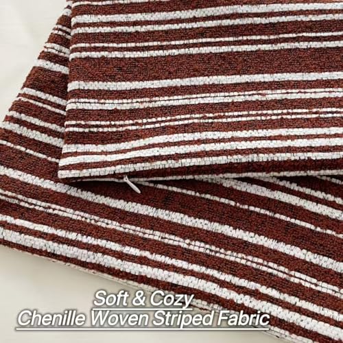 Slow Cow Boho Chenille Textured Woven Stripe Throw Pillow Covers Decorative Cushion Cover Square Pillow Cover Accent Neutral Pillowcase 18 x18 Rust - color: Rust, size: 18" x 18" (Pack of 1)