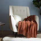 CREVENT Farmhouse Boho Knitted Throw Blanket for Couch Sofa Chair Bed Home Decoration, Soft Warm Cozy Light Weight for Spring Summer Fall (60''X80'' Caramel)