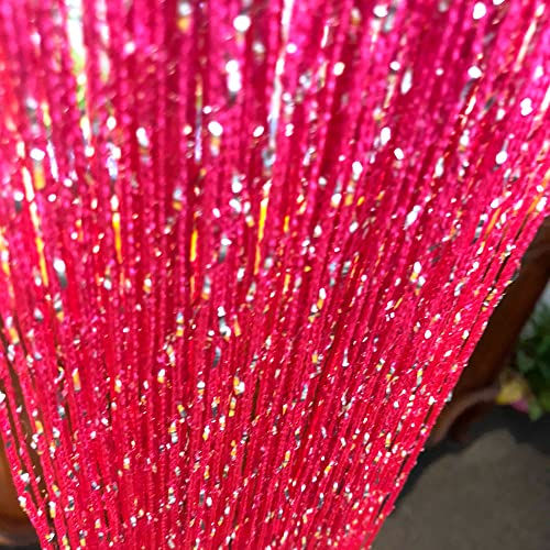 2 Pack 39 x 79 Inch Beaded Curtain String Door Curtains, Hippie Room Decor Beaded Curtains for Doorway, Closet Curtains, Room Divider Privacy Decor, Boho Home Decoration for Bedroom, Party, Rose Red - color: Rose Red