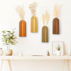4 Pack Boho Wood Hanging Planters - Indoor Wall Decor Plant Holders for Modern Farmhouse Living Room Bedroom Rainbow Decor (Mixed Colors)