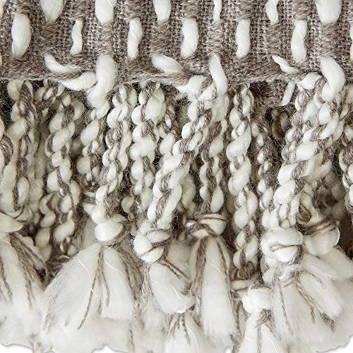 DII Textured Acryllic Woven Throw, Farmhouse Fringe Blanket, 50x60, Gray/White - color: Gray/White