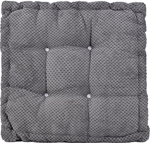 ChezMax Floor Pillow & Cushion, Large Meditation Chair Cushions, Thick Square Seat Pad, Soft Velvet Tufted Seating Pouf for Indoor/Outdoor Yoga Bench Rocking Chair Room Tatami Sofa, Grey 20" x 20" - color: Grey L