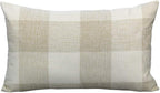 VAKADO 12x20 Inch Farmhouse Throw Pillow Covers Beige White Buffalo Plaids Decorative Farm Retro Checkers Linen Lumbar Cushions Home Decor for Sofa Couch Set of 2