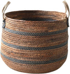 Zerodeko Woven Storage Baskets Straw Planter Basket Toy Blanket Organizer Seagrass Laundry Large Wicker Plant Tree for Dirty Clothes Pillows
