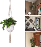 Macrame Plant Hanger, 2 Pack Plant Hanger, Cotton Rope Plant Hangers Indoor Outdoor, 4 Legs Plant Hanger Brackets, Flower Pot Hanging Plant Holder for Home Decorations (White) (40 Inch)