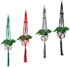 Vpang 2 Pack Colorful Cotton Macrame Plant Hanger, Outdoor Indoor Hanging Planter Basket Flower Pot Holder Boho Home Decor 40 Inch (White)