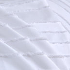 Queen Pillow Shams 2 Pack, Queen Size Pillowcases, Soft Microfiber Geometric Striped Tufted Pillow Covers with Envelope Closure, White, 20x30 Inches (No Insert)
