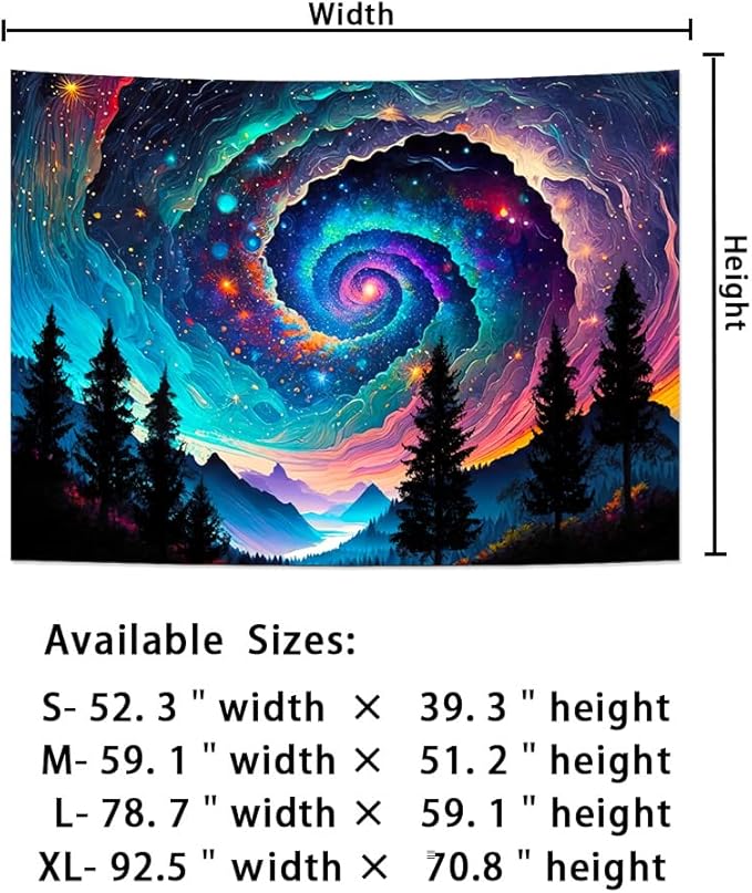 Amhokhui Galaxy Space Tapestry Colorful Starry Sky Tapestry Trippy Mountain Tapestries Misty Forest Tapestries Fantasy Landscape Wall Hanging Decor for Home