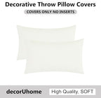 decorUhome Chenille Cream White Spring Throw Pillow Covers 12x20 Inch Set of 2, Decorative Soft Couch Pillow Covers Solid Dyed Accent Farmhouse Neutral Rectangle Pillow Cases for Sofa