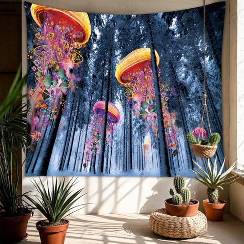 Jellyfish Tapestry Ocean Wall Art Soft Fabric Abstract Boho Tapestry for Living Room Bedroom Dorm Room Wall Hanging - color: Jellyfish, size: 79"L x 59"W