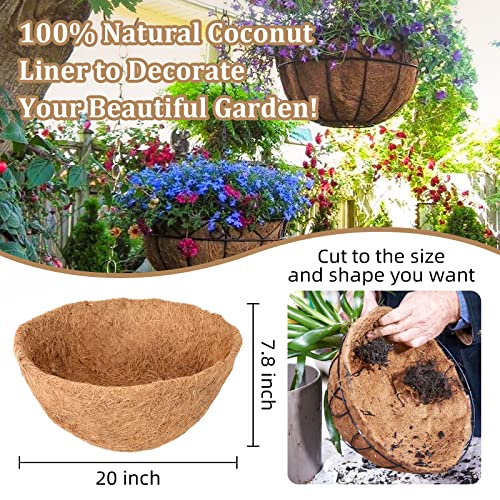 Legigo 4 Pack 20 Inch Hanging Basket Coco Liners Replacement, 100% Natural Round Coconut Coco Fiber Planter Basket Liners for Hanging Basket Flowers/Vegetables - color: 4pcs, size: 20 Inch