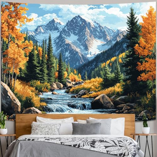 kampdream Landscape Tapestry, Scenery Art Wall Tapestries, Nature Wall Decor for Bedroom Living Room Backdrop Colorado Peak Mountain Art 36×48 inches - color: Colorado Mountains, size: 48"L x 36"W