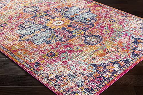 Hauteloom Kaleidoscope Boho Colorful Area Rug for Living Room, Bedroom Area Rug - Traditional Vintage Medallion Carpet - Orange, Purple, Magenta, Teal - 5'3" x 7'3" - color: White, Mustard, Teal / Shueyville, size: 5'3" x 7'3" (Rectangular)