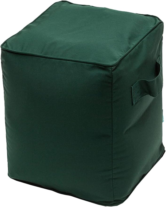 QILLOWAY Indoor/Outdoor Inflatable Stool, Ottoman Pouf Cube 16",All Weather Foot Rest for Camping or Home (Mallard/Forest Green)