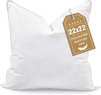 BHZ Euro Throw Pillow Insert, 22x22 Down Feather Alternative Pillow Inserts, Decorative Soft Large Square White Throw Pillows Insert for Couch Bed Dorm Sofa with Breathable Cover