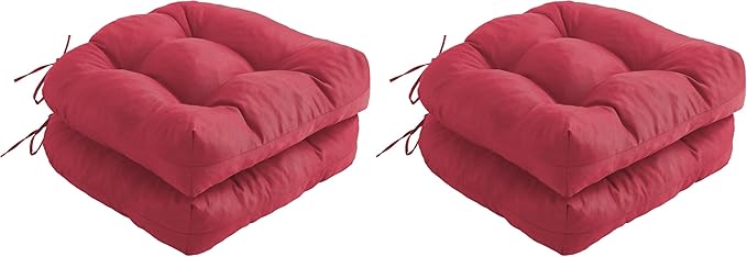 Outdoor Chair Cushions Set of 2, Patio Chair Cushions with Ties, 17x17+4” Tufted Outdoor Seat Cushions, Waterproof Patio Furniture Cushions, Outdoor Dining Chair Pads, Burgundy (Pack of 2)