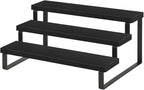 YINMIT Wooden Display Riser Stand, Tiered Perfume and Cologne Organizer Stand, 3 Tier Spice Rack Organizer, Rustic Display Shelf for Candles (3 Tier,Black)