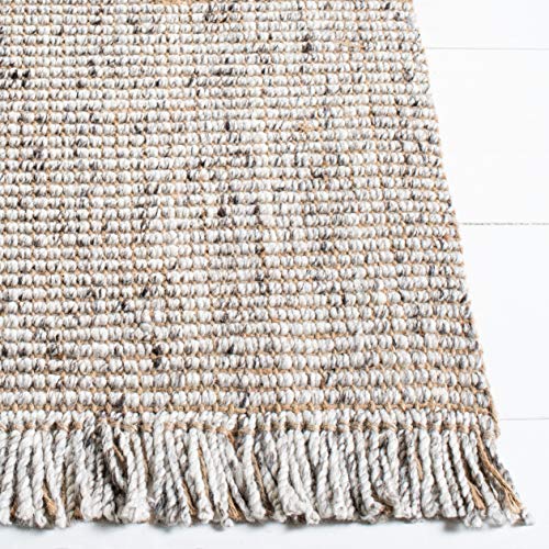 SAFAVIEH Natural Fiber Collection Accent Rug - 2' x 3', Silver & Natural, Handmade Woven Fringe Jute, Ideal for High Traffic Areas in Entryway, Living Room, Bedroom (NF826G) - color: Silver/Natural, size: 2' x 3' (Rectangular)