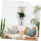BESPORTBLE Hanging Cotton Flower Holder with Bohemian Tapestry Design Durable Macrame Succulent Pot for Indoor and Outdoor Use for Home and Office Decoration
